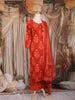 Dusty Orange Floral Printed Design Cotton Straight Cut Salwar Suit with Dupatta