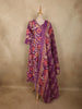 Dusty Orchid Purple Floral Printed Design Cotton Anarkali Salwar Suit with Dupatta