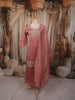 Dusty Peach Abstract Sequins and Beads Embroidered Design Tissue Silk Palazzo Suit with Matching Dupatta