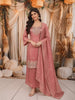 Dusty Peach Abstract Sequins and Beads Embroidered Design Tissue Silk Palazzo Suit with Matching Dupatta