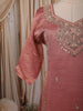 Dusty Peach Abstract Sequins and Beads Embroidered Design Tissue Silk Palazzo Suit with Matching Dupatta