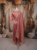 Dusty Peach Abstract Sequins and Beads Embroidered Design Tissue Silk Palazzo Suit with Matching Dupatta