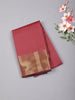 Dusty Peach Checked Zari Woven Design Soft Silk Fancy Saree with Zari Border