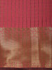 Dusty Peach Checked Zari Woven Design Soft Silk Fancy Saree with Zari Border