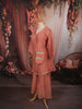 Dusty Peach Floral Beads Embroidered Design Tissue Party Wear Palazzo Suit with Matching Potli Bag