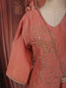 Dusty Peach Floral Beads Embroidered Design Tissue Party Wear Palazzo Suit with Matching Potli Bag