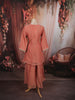 Dusty Peach Floral Beads Embroidered Design Tissue Party Wear Palazzo Suit with Matching Potli Bag