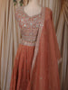 Dusty Peach Floral Sequins Embroidered Design Organza Lehenga with Dupatta