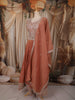 Dusty Peach Floral Sequins Embroidered Design Organza Lehenga with Dupatta