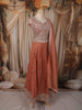 Dusty Peach Floral Sequins Embroidered Design Organza Lehenga with Dupatta