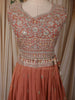 Dusty Peach Floral Sequins Embroidered Design Organza Lehenga with Dupatta