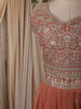 Dusty Peach Floral Sequins Embroidered Design Organza Lehenga with Dupatta