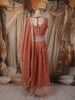 Dusty Peach Floral Sequins Embroidered Design Organza Lehenga with Dupatta