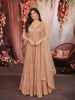 Dusty Peach Floral Vine Sequins Embroidered Design Net Party Wear Mastani Lehenga with Matching Dupatta