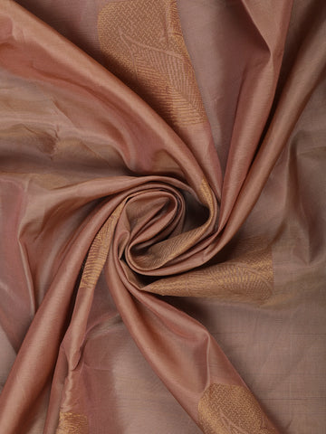 Dusty Peach Leaf Design Zari Woven Soft Silk Saree - Diadem