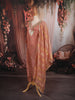 Dusty Peach Leafy Sequins and Beads Embroidered Design Organza Straight Cut Salwar Suit with Matching Dupatta