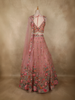 Dusty Peach Pink Sequins and Beads Embroidered Design Net Lehenga With Net Dupatta