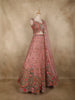 Dusty Peach Pink Sequins and Beads Embroidered Design Net Lehenga With Net Dupatta