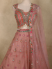 Dusty Peach Pink Sequins and Beads Embroidered Design Net Lehenga With Net Dupatta