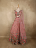 Dusty Peach Pink Sequins and Beads Embroidered Design Net Lehenga With Net Dupatta