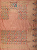 Dusty Peach Rose Floral Butta Zari Woven Design Pure Satin Saree with Scalloped Border