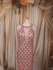 Dusty Peach Scallop Sequins Embroidered Design Sequins Fabric Party Wear Fish Cut Gown with Draped Beaded Neckline