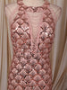 Dusty Peach Scallop Sequins Embroidered Design Sequins Fabric Party Wear Fish Cut Gown with Draped Beaded Neckline