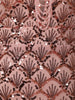 Dusty Peach Scallop Sequins Embroidered Design Sequins Fabric Party Wear Fish Cut Gown with Draped Beaded Neckline