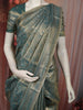 Dusty Peacock Teal Blue Paisley Zari Woven Design Tissue Silk Saree with Zari Border