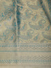 Dusty Peacock Teal Blue Paisley Zari Woven Design Tissue Silk Saree with Zari Border