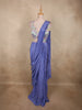 Dusty Periwinkle Blue Solid Design Satin Ready to Wear Draped Saree with Designer Blouse