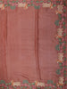 Dusty Pink Checked Woven Design Pure Tussar Saree with Motif Thread Embroidered Border