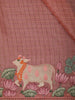 Dusty Pink Checked Woven Design Pure Tussar Saree with Motif Thread Embroidered Border