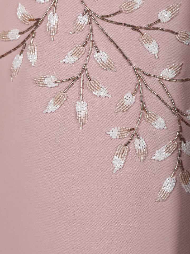 Dusty Pink Floral Bead Embroidery polyester Men's Suit Set - Diadem