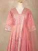 Dusty Pink Floral Design Silk Anarkali Salwar Suit