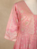 Dusty Pink Floral Design Silk Anarkali Salwar Suit