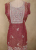 Dusty Pink Floral Embroidered and Stone Embellished Design Organza Palazzo Suit