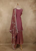 Dusty Pink Floral Embroidered and Stone Embellished Design Organza Palazzo Suit