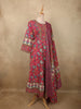 Dusty Pink Floral Printed Design Cotton Salwar Suit with Dupatta