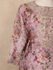 Dusty Pink Floral Printed Design Tissue Palazzo Suit with Dupatta