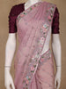 Dusty Pink Floral Sequins Embroidered Organza Saree - Diadem