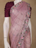 Dusty Pink Floral Sequins Embroidered Organza Saree - Diadem