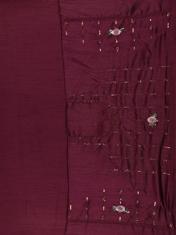 Dusty Pink Floral Sequins Embroidered Organza Saree - Diadem