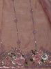 Dusty Pink Floral Sequins Embroidered Organza Saree - Diadem