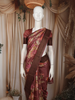 Dusty Pink Floral Woven Design Pure Tussar Saree with Zari Border