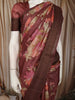 Dusty Pink Floral Woven Design Pure Tussar Saree with Zari Border