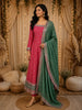 Dusty Pink Floral Zari Embroidered Design Silk Anarkali Salwar Suit with Contrast Dupatta