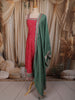Dusty Pink Floral Zari Embroidered Design Silk Anarkali Salwar Suit with Contrast Dupatta