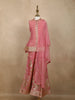 Dusty Pink Floral Zari Embroidered Design Tissue Kids Palazzo Suit with Dupatta