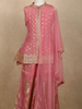 Dusty Pink Floral Zari Embroidered Design Tissue Kids Palazzo Suit with Dupatta